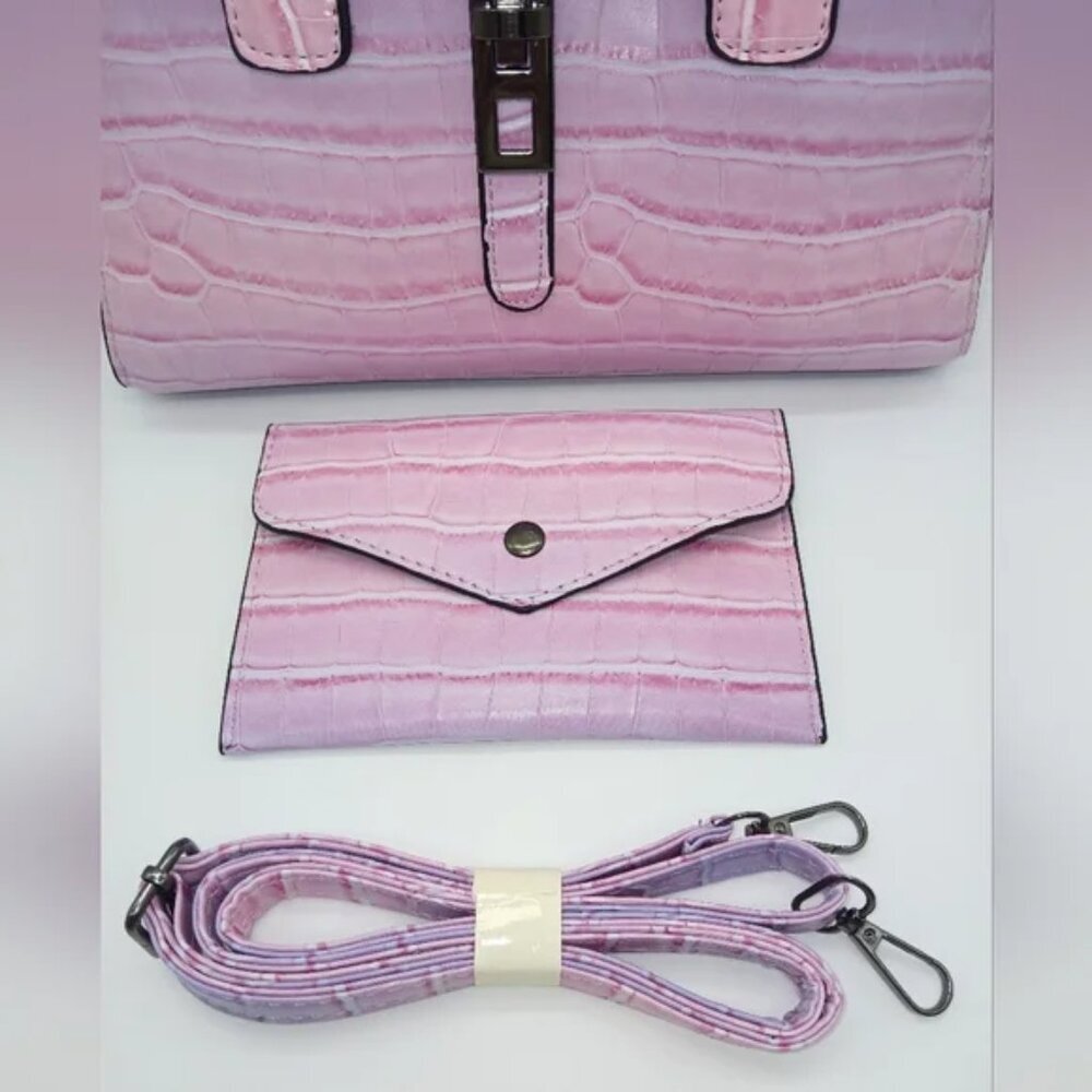 Gradient Crocodile Faux Leather Tote Handbag & Wallet/Coin Purse​ - Picture 3 of 5